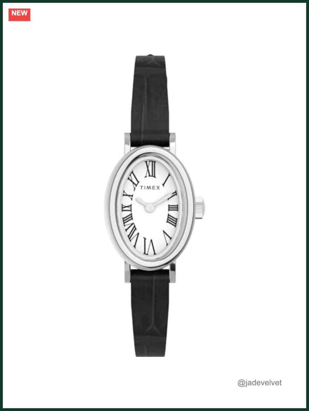 Timex Cavatina Quartz Oval Watch Silver-Tone Case Two-Piece Strap